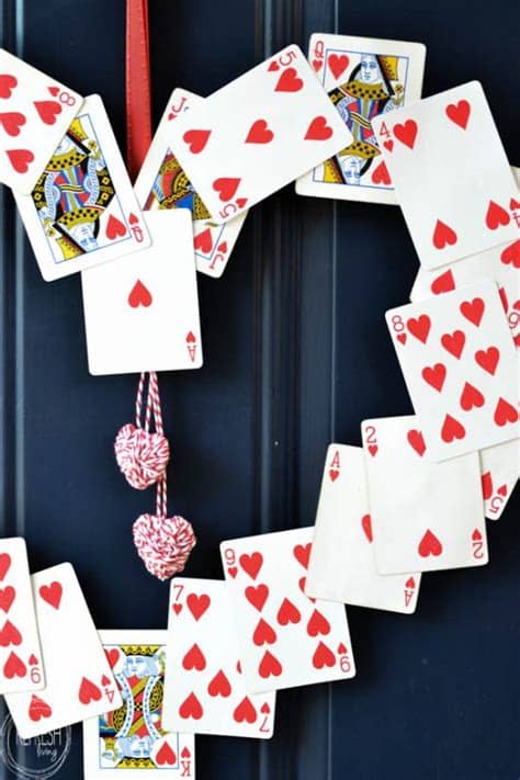 Personalized playing card cases encourage guests to ante up! DIY Valentine's Wreath (from old playing cards!) - Refresh ...