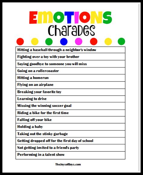 Emotion Charades Free Printable