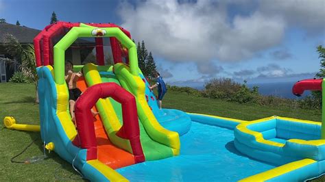 Water Slide Fun On Wellfuntime Inflatable Water Slide Youtube