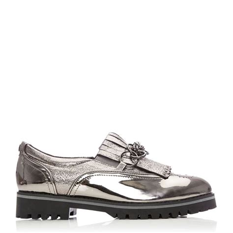Ferelia Pewter Metallic Leather Shoes From Moda In Pelle Uk