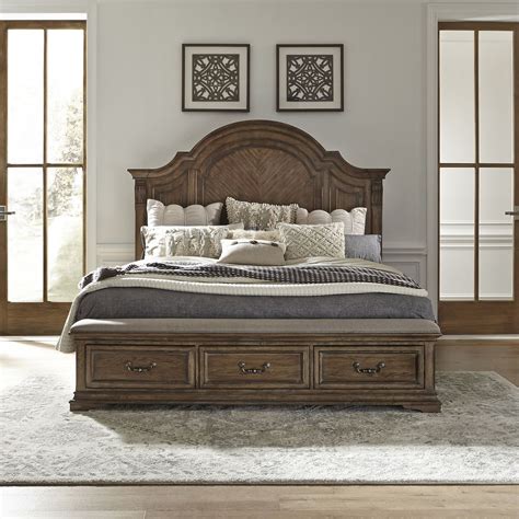 Liberty Furniture Haven Hall Queen Storage Bed In Aged Chestnut 685 Br Qsb