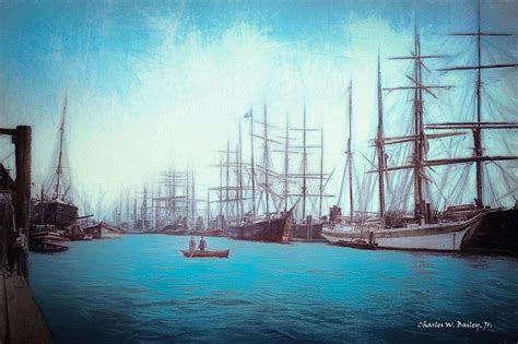 Digital Color Pencil Drawing of Docked Ships in Hamburg - Charles W ...