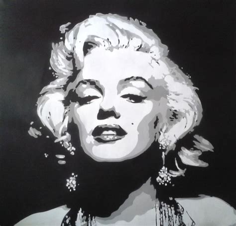 Marilyn Monroe Painting Large Canvas Stencil Art Spray Paint Art Black