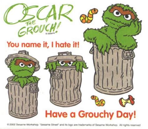 Sesame Street Oscar The Grouch Grouchy Scrapbook Stickers 4 Sheets Ebay