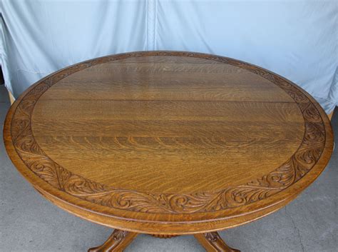 Bargain Johns Antiques Antique Round Oak Dining Table With Carved
