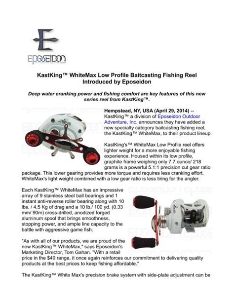 KastKing WhiteMax Low Profile Baitcasting Fishing Reel Introduced By