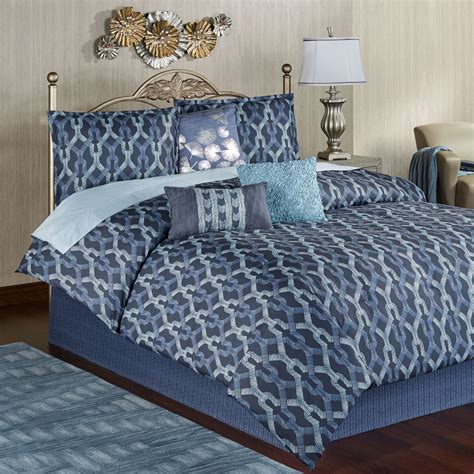 Axel Dark Blue 7 Pc Comforter Bed Set