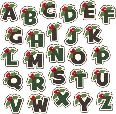 Holly Berry Christmas Monogram Alphabet Moldes De Abecedario