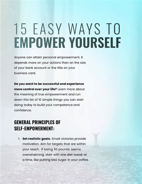 15 Easy Ways To Empower Yourself Action Guide Downloadable Pdf