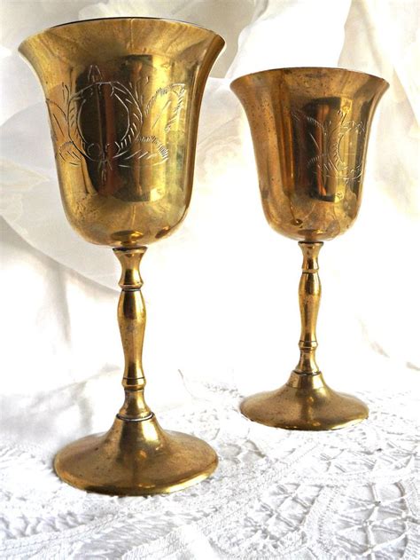 Brass Goblets Retro Chic Goblets Vintage Brass Goblets Etsy Vintage