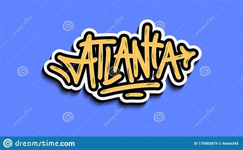 Atlanta Georgia Usa Hand Lettering Sticker Design Stock Vector