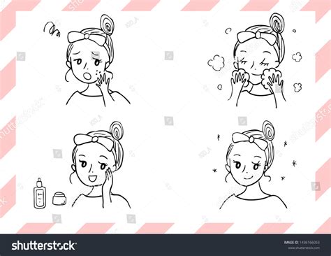 Illustration Woman Washing Her Face vector de stock libre de regalías Shutterstock