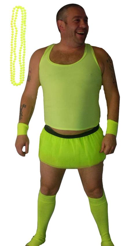 Stag Party Costumes Neon Guys Full Set Mens Funny Tutus With Beads Ebay