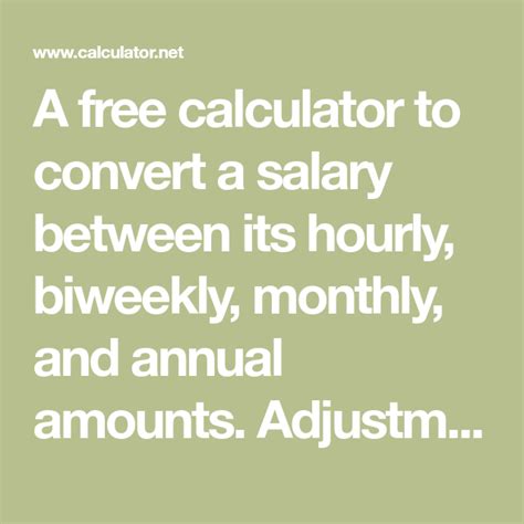 A Free Calculator To Convert A Salary Between Its Hourly Biweekly