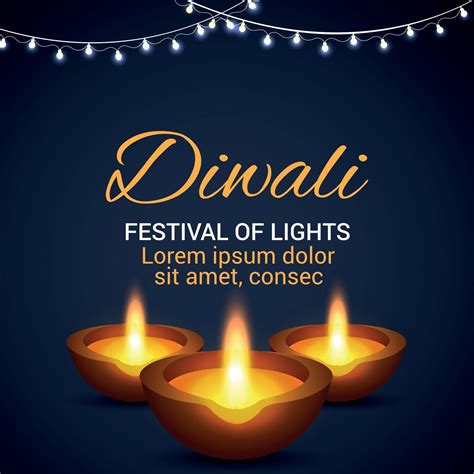 Shubh Diwali Festival Of Light Greeting Card With Diwali Diya 2519502