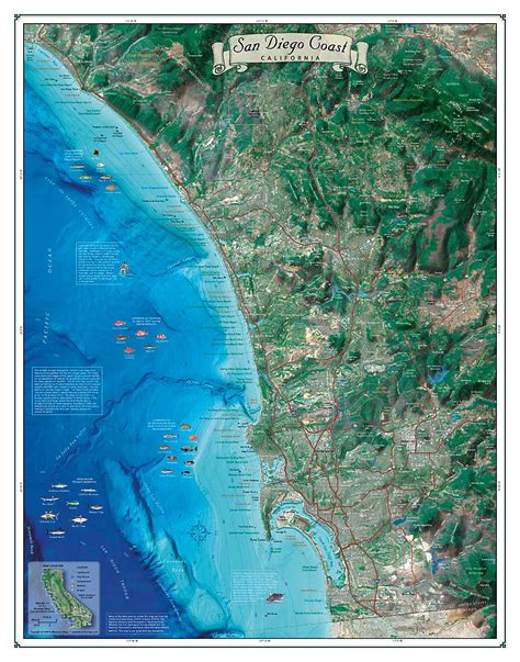 San Diego Coast Map Coastal California Series Bluewater Maps