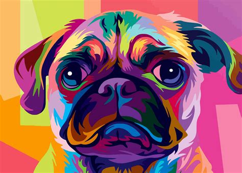 Pug Dog Pop Art Poster Picture Metal Print Paint By Ultimate