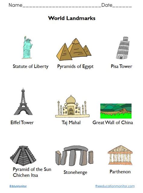 Famous Landmarks Worksheet