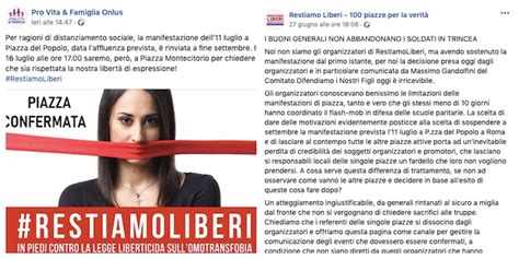 La manifestazione è organizzata in collaborazione con militia christi e altre comunità e movimenti di. Annullata la manifestazione dell'11 luglio in piazza del ...