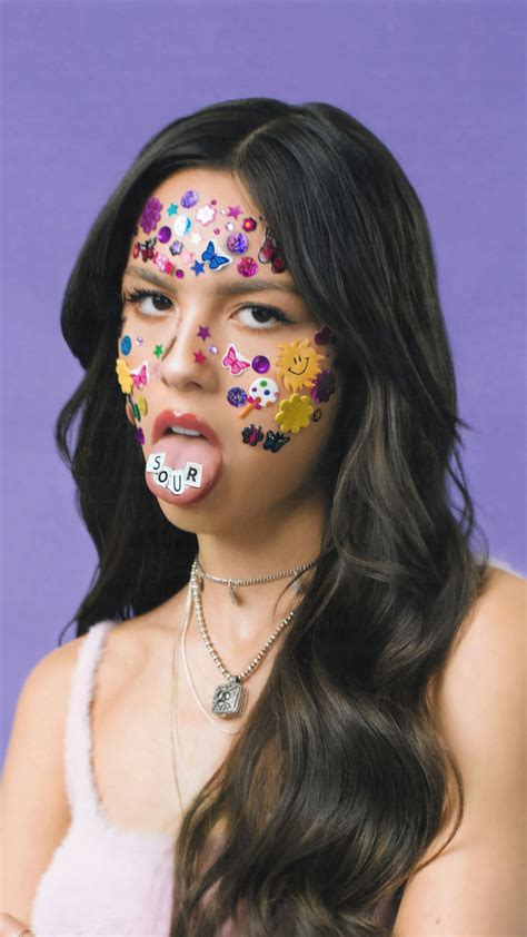 Olivia Rodrigo Sticker Face Celebrity Mobile Wallpaper