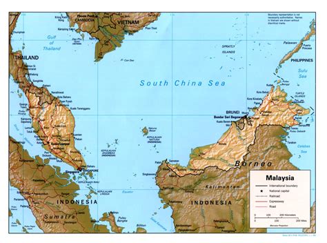 1up Travel Maps Of Malaysiamalaysia Shaded Relief Map 1998 323k