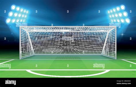 Sports Stadium With Soccer Goal Vector Illustration Soccer Field And
