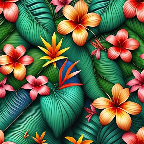 Premium Photo Tropical Flowers Pattern Tiling Background Texture
