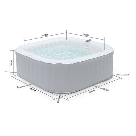 Square Inflatable Hot Tub Mspa Fjord 6 Person Grey Pvc Pump