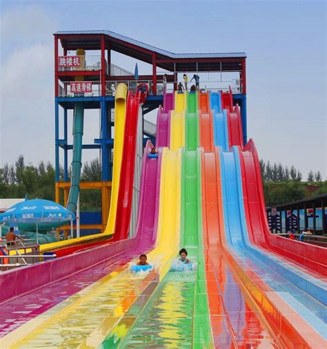 Rainbow Water Slide Is The Essential Attraction For A Water Park This Side By Side Multi Lane