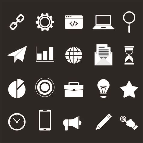 Set Of 20 White Business Icons 1212577 Vector Art At Vecteezy