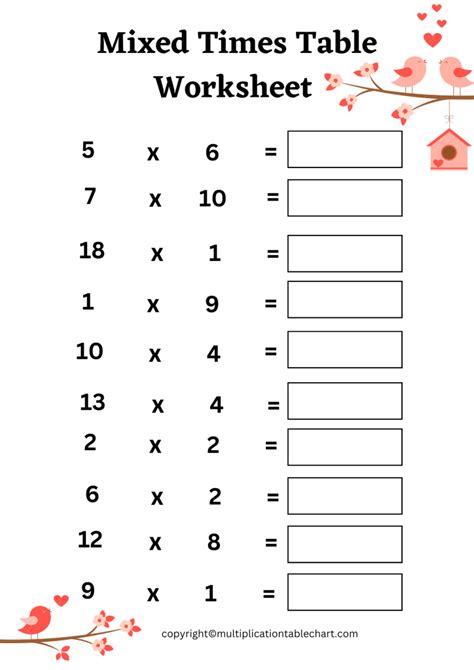 Mixed Times Table Worksheet For Grade 4 5 Free Printable