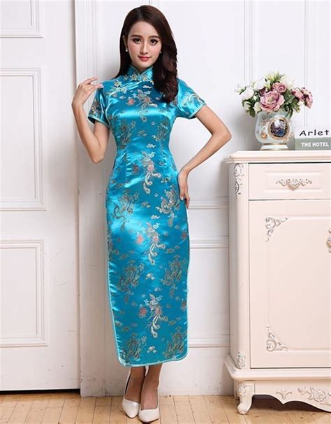Satin Silk Weddingdress Cheongsam Silk Dress Long Satin Dress Long Chinese Prom Dress