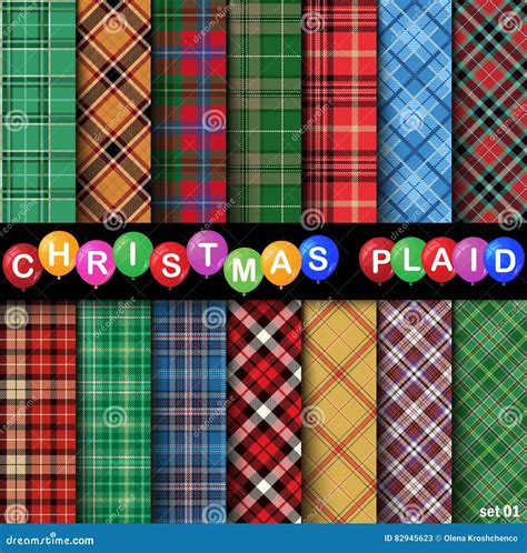 Set Christmas Tartan Seamless Patterns Stock Vector Illustration Of