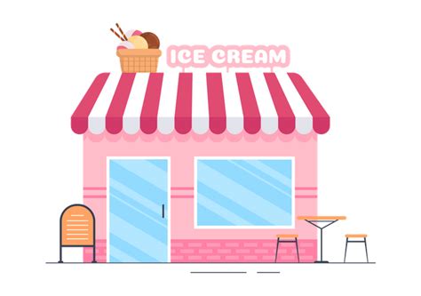 Best Premium Woman Selling Ice Cream On Ice Cream Stoll Illustration Download In PNG Vector Format