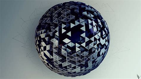 Hd Wallpaper Digital Art Sphere Ball 3d Geometry Triangle Cgi