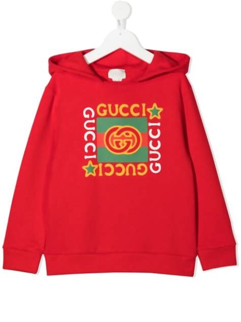 Shop Gucci Kids Logo Print Cotton Hoodie With Express Delivery Farfetch