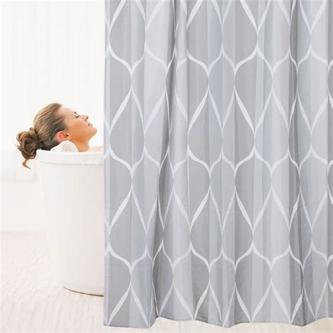 Grey Shower Curtain 100 Polyester Fabric Curtains With 12 Hooks For Bathroom Showers Stalls
