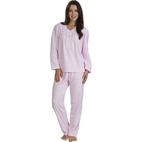 Womens Slenderella Pastel Microfleece Pyjamas Ladies Warm Cosy