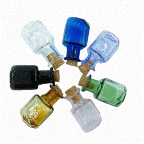 Miniature Mini Rectangular Colored Glass Bottles Set