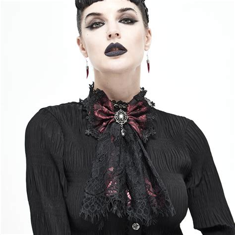 Womens Gothic Lace Bowknot Red Neckwear Punk Design