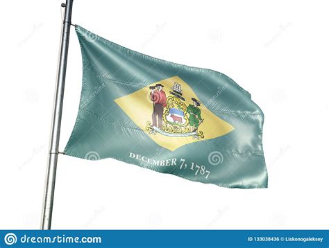 Estado De Delaware De Agitar De La Bandera De Estados Unidos Aislado En El Ejemplo Realista D