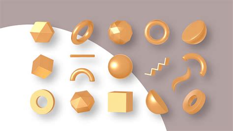 Set Of Gold Geometric Shapes Elements For Design Isolated Vector