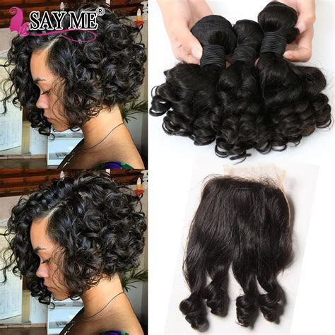 Indian Virgin Hair Loose Wave Bundles With Closure Short Bob Weave Curly Hair 3 Bundles With