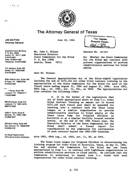 Texas Attorney General Opinion Jm 167 Page 1 Of 4 The Portal To