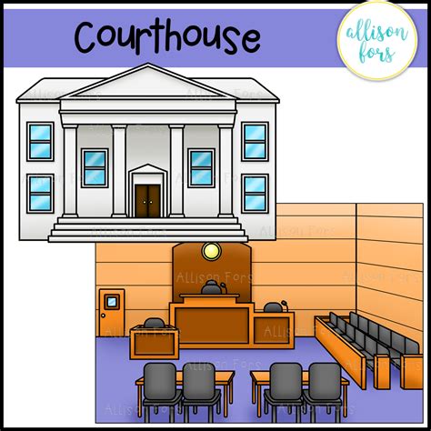Court Clipart Images In Color And Black And White Includes A Courthouse