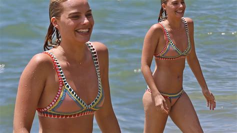 Beach Babe Margot Robbie Splashes Around The Surf Looking Happier Than