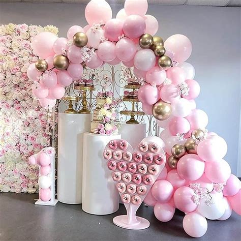 Pink Balloon Arch Kit 135pcs White And Gold Latex Birthday Etsy