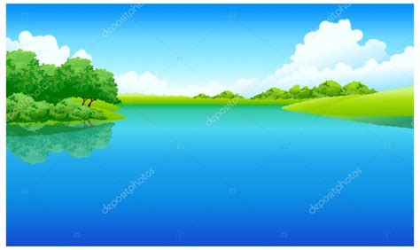 Lake And Green Landscape Stock Vector Image By ©zzve 13413356