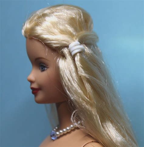 Barbie Doll Blonde W Sideways Look Blue Eyes White Pearl Jewelry Click