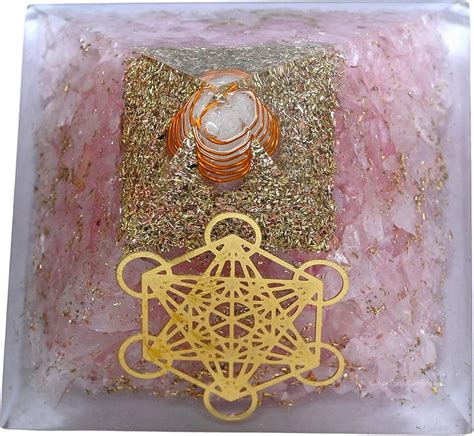 Large Orgone Pyramid Rose Quartz Pyramid Crystal Metatron Orgonite